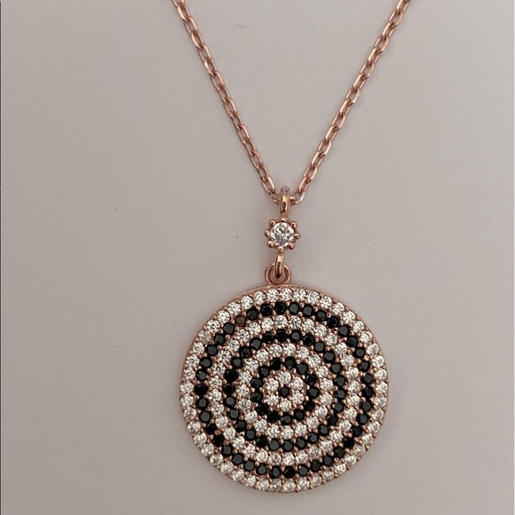 Other - 🧿925 Silver evil eye cz stones necklace 14k rose gold plated